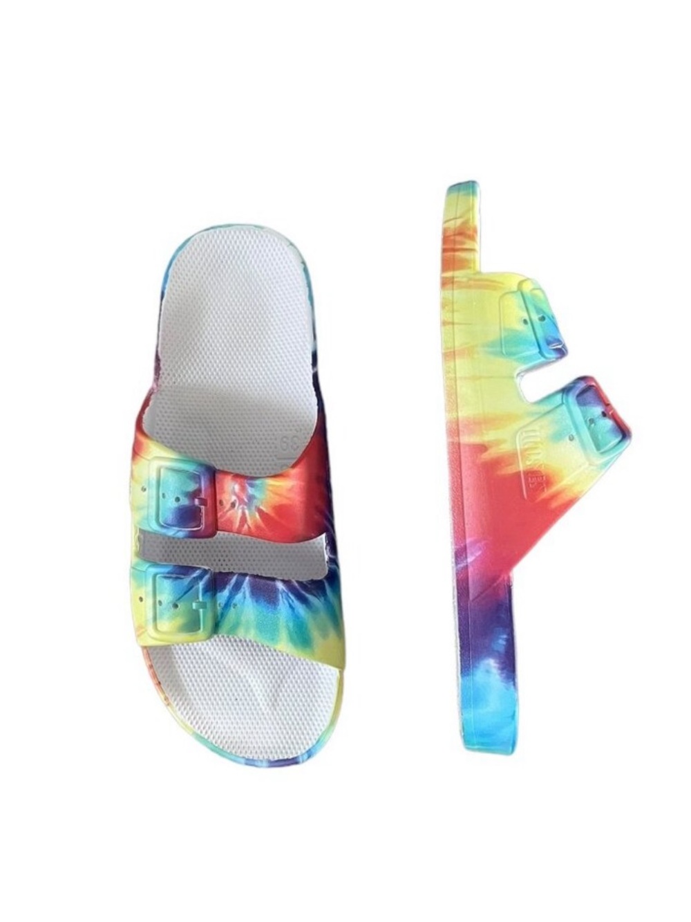 Freedom Moses Rainbow Tie-Dye Slide Sandals